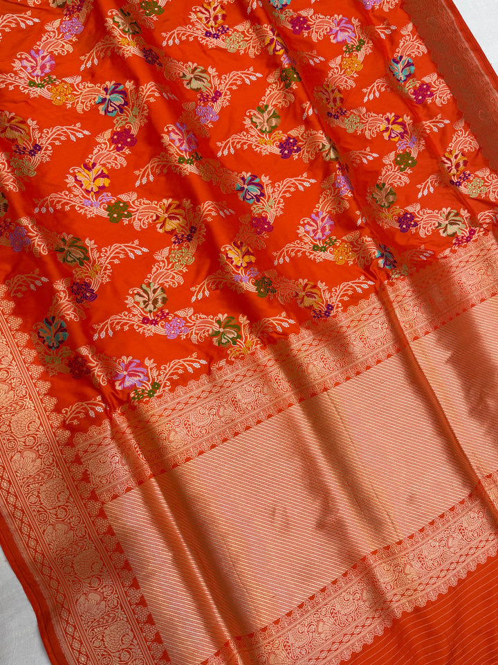Pure Katan Silk Banarasi Handloom Saree - All over Kadua Jangla