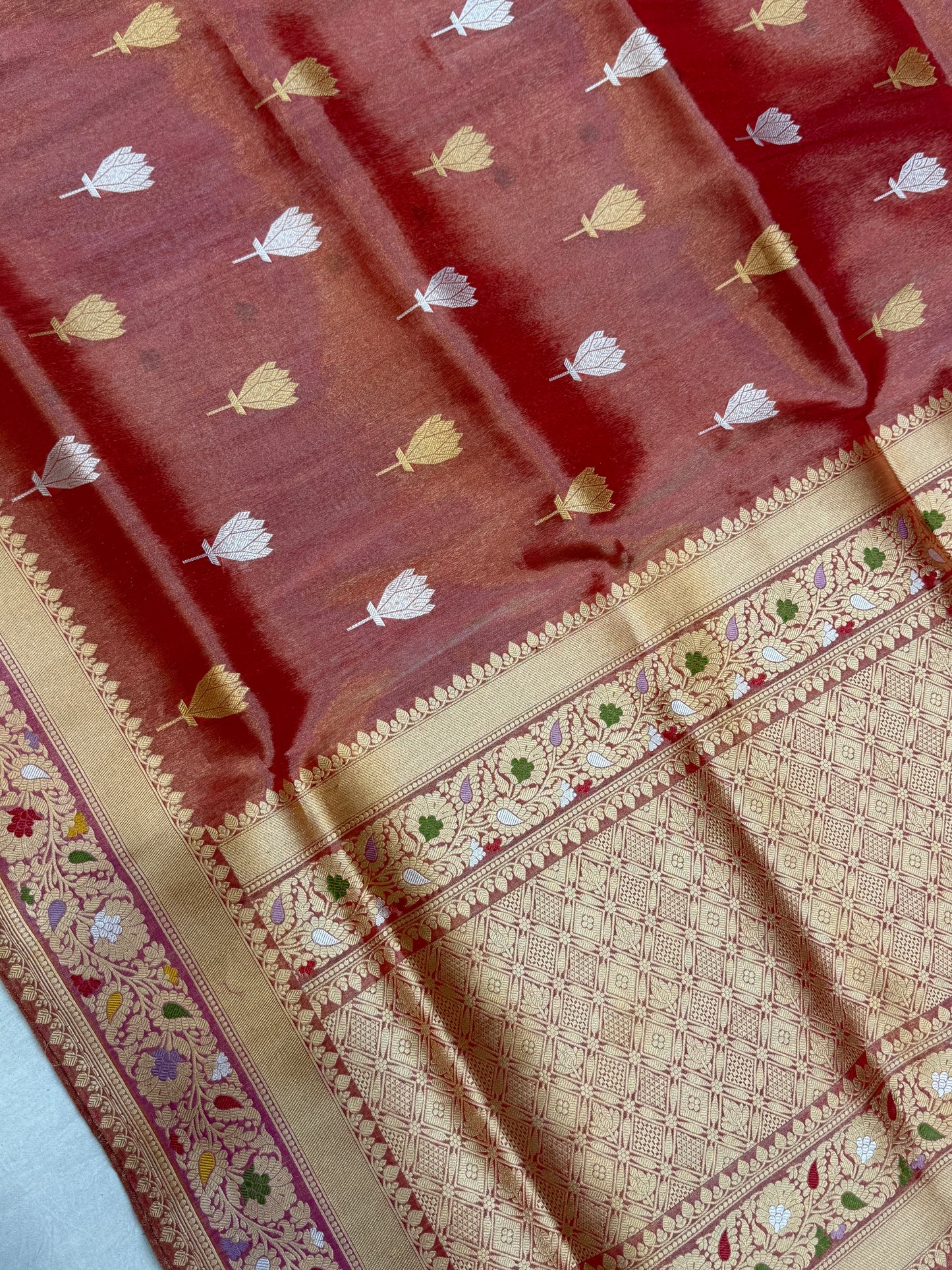 Pure Tissue Silk Banarasi Handloom Saree - All over Kadua Motifs