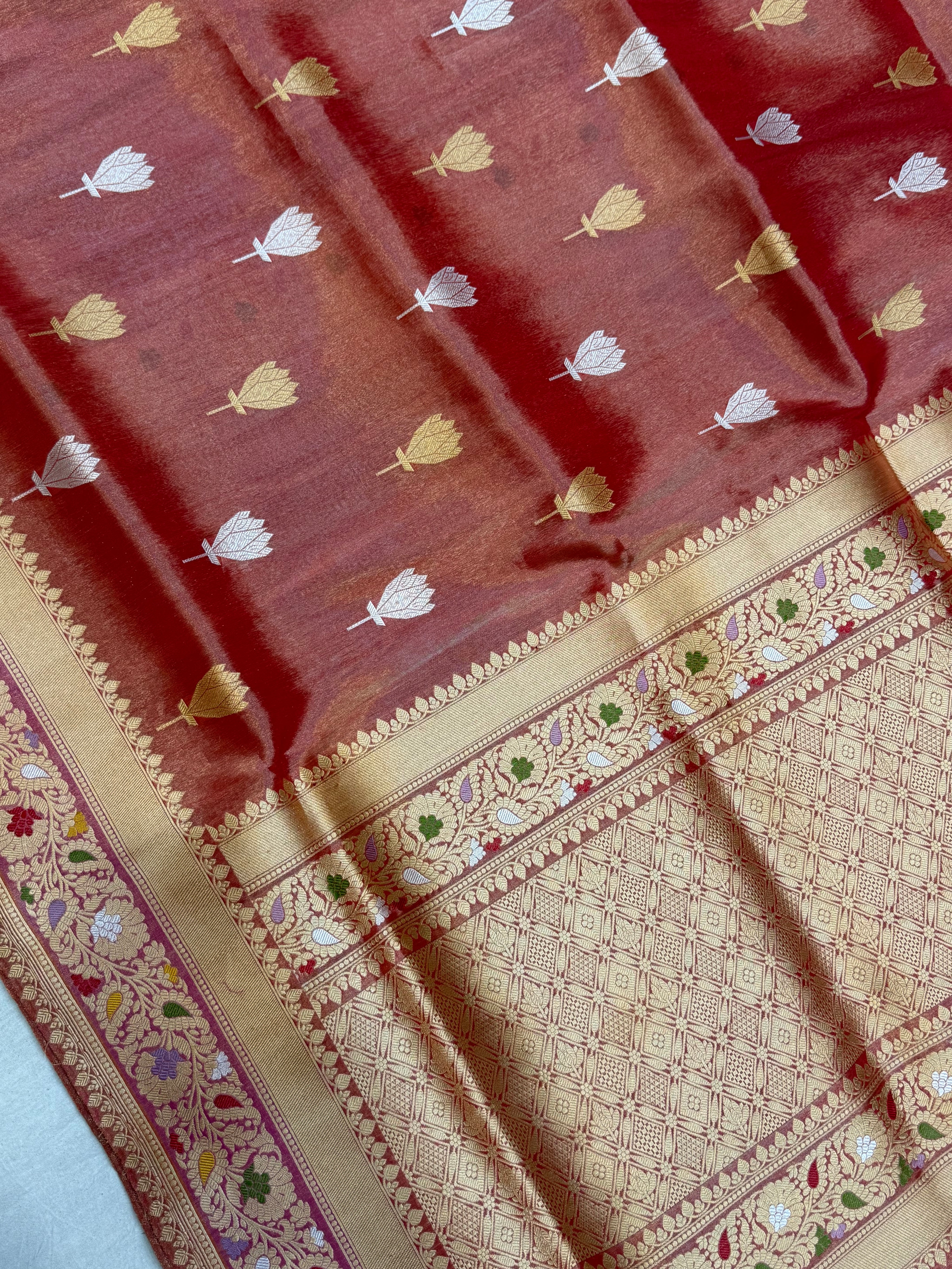 Pure Tissue Silk Banarasi Handloom Saree - All over Kadua Motifs