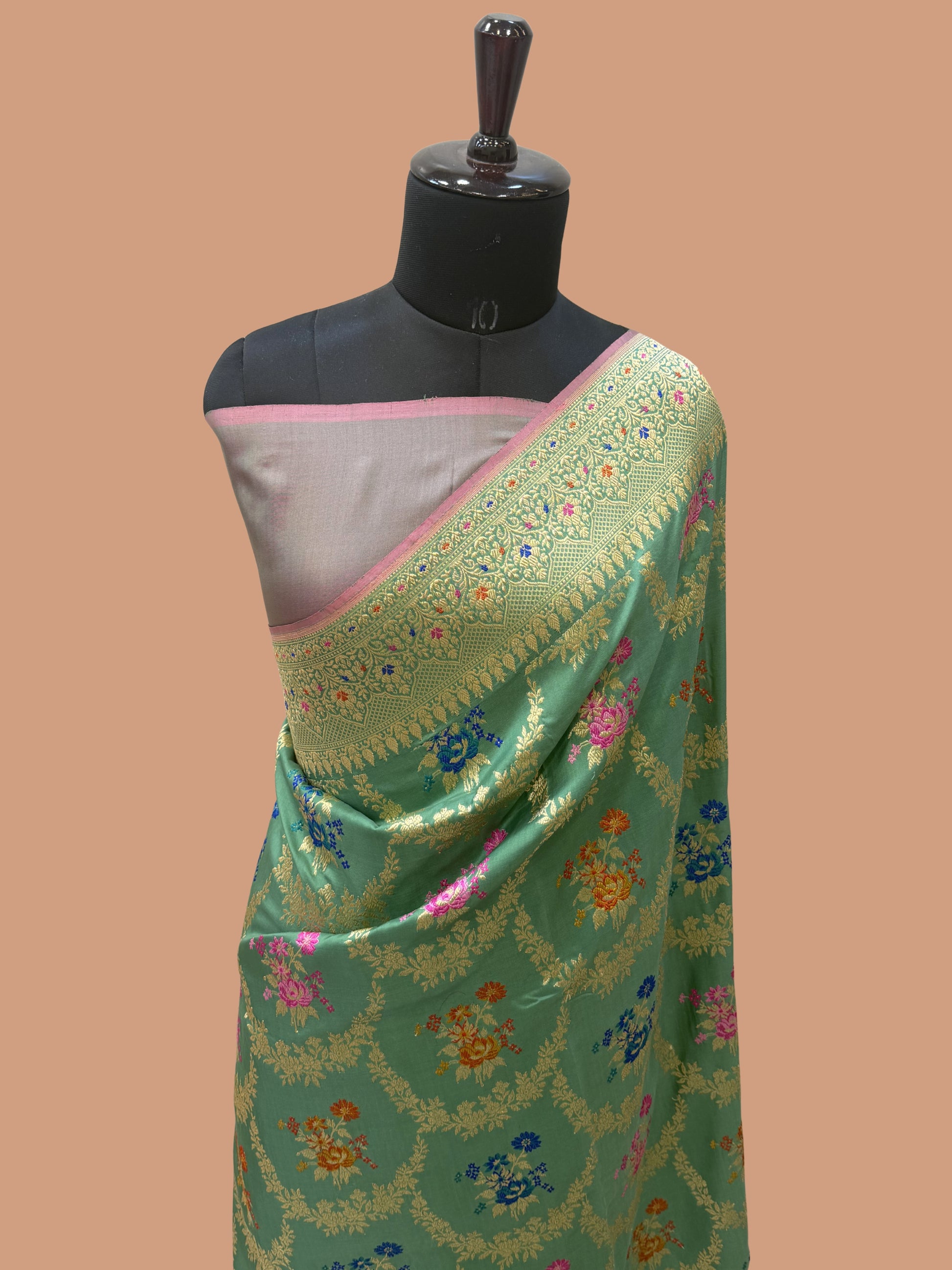 Pure Katan Silk Banarasi Handloom Saree - All over Kadua Jangla