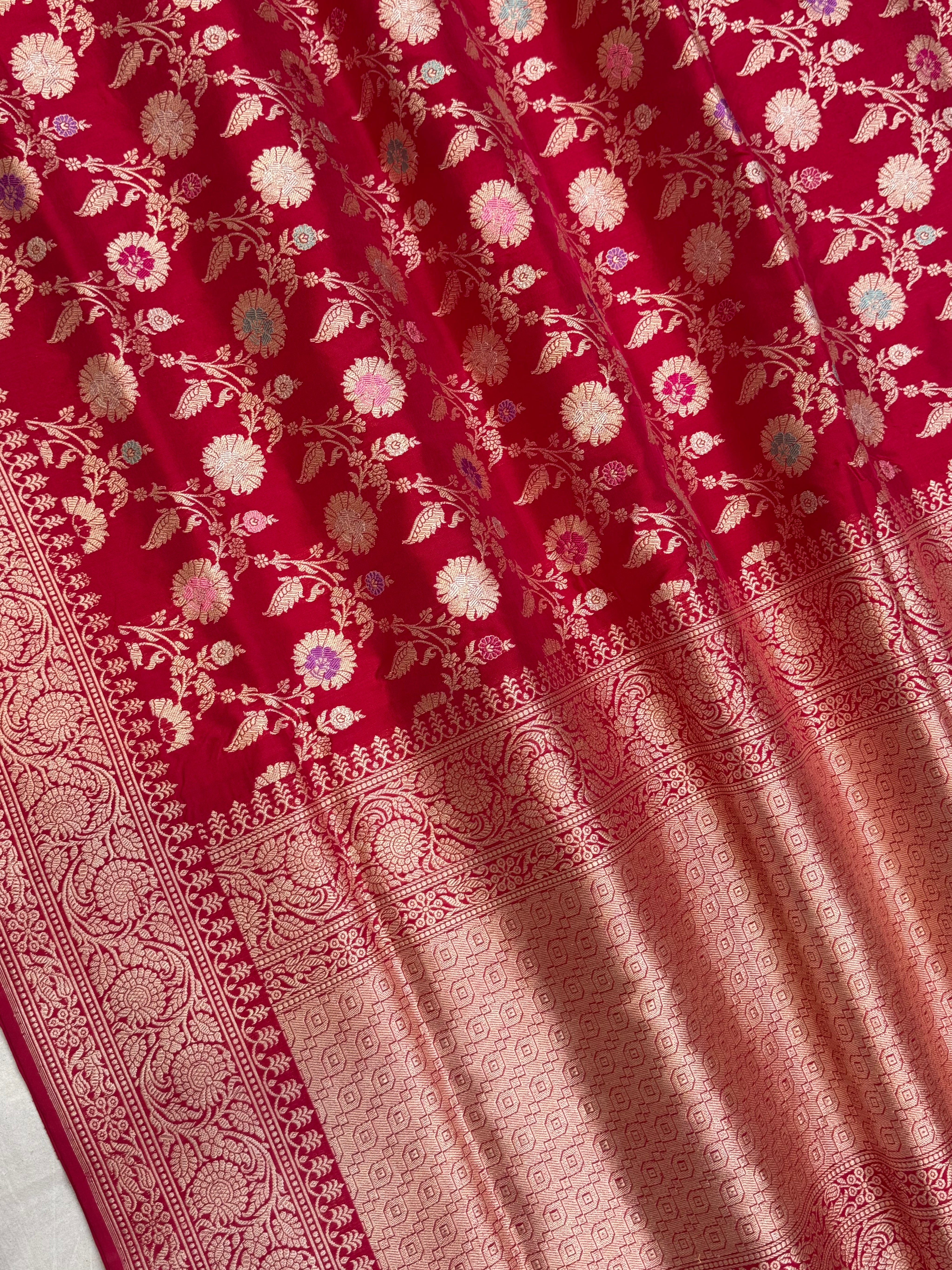 Pure Katan Silk Banarasi Handloom Saree - All over Kadua Jangla