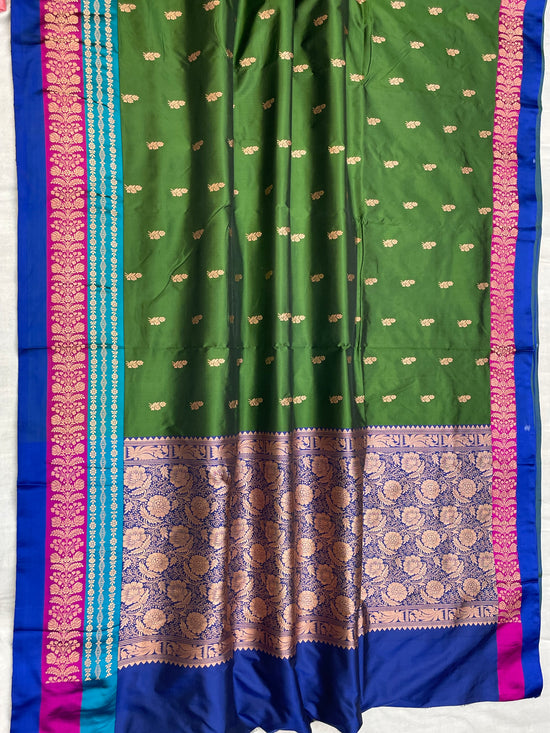 Pure Katan Silk Banarasi Handloom Saree - All over Kadua Buti