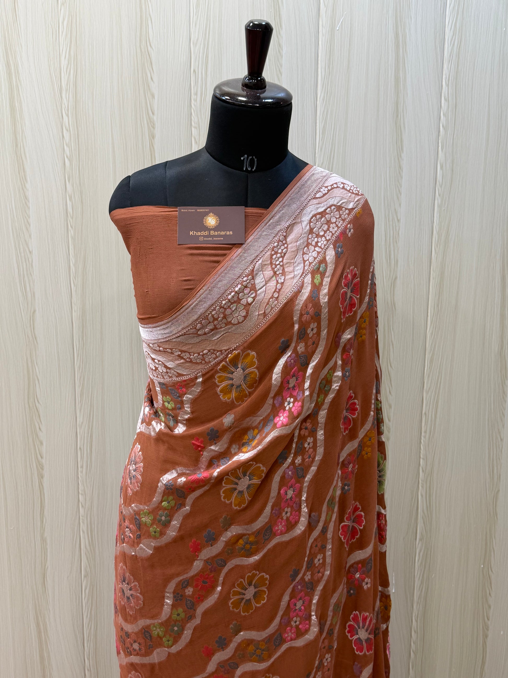Brown Color Khaddi Georgette Banarasi Saree