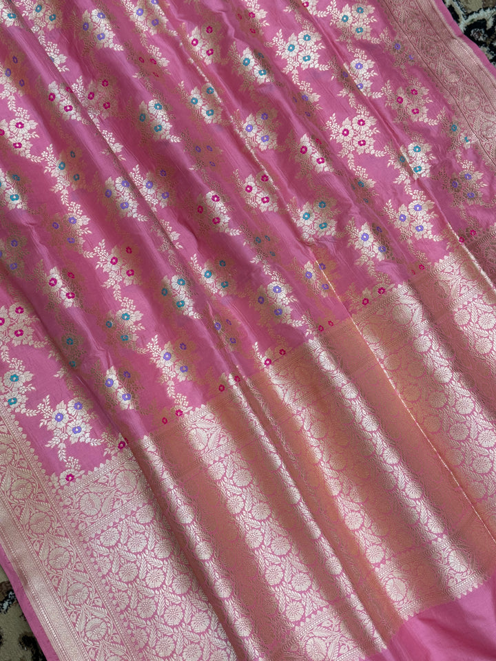 Peach Color Pure Silk Handloom Banarasi - All Over Buta Work with Meenakari