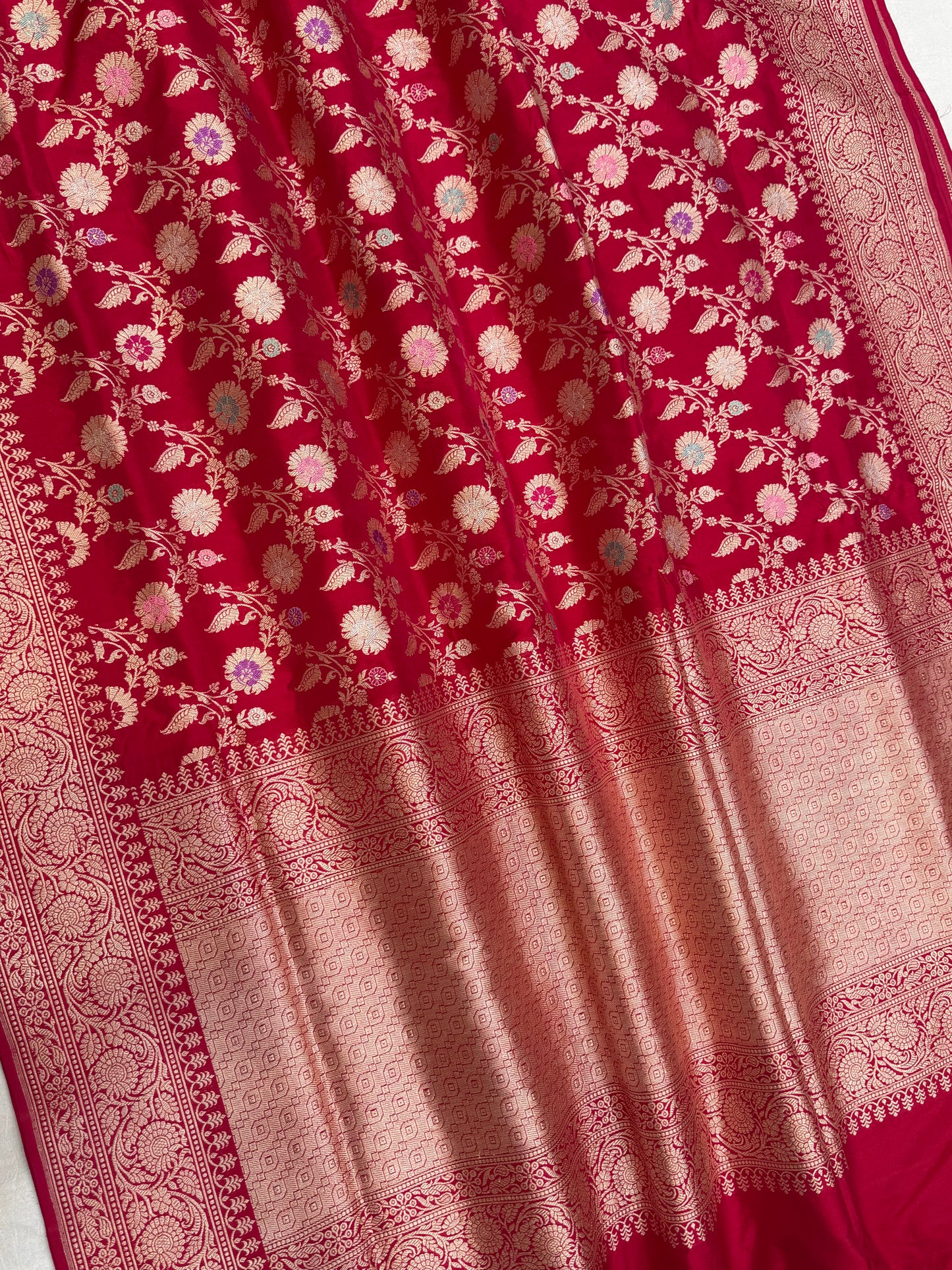 Pure Katan Silk Banarasi Handloom Saree - All over Kadua Jangla