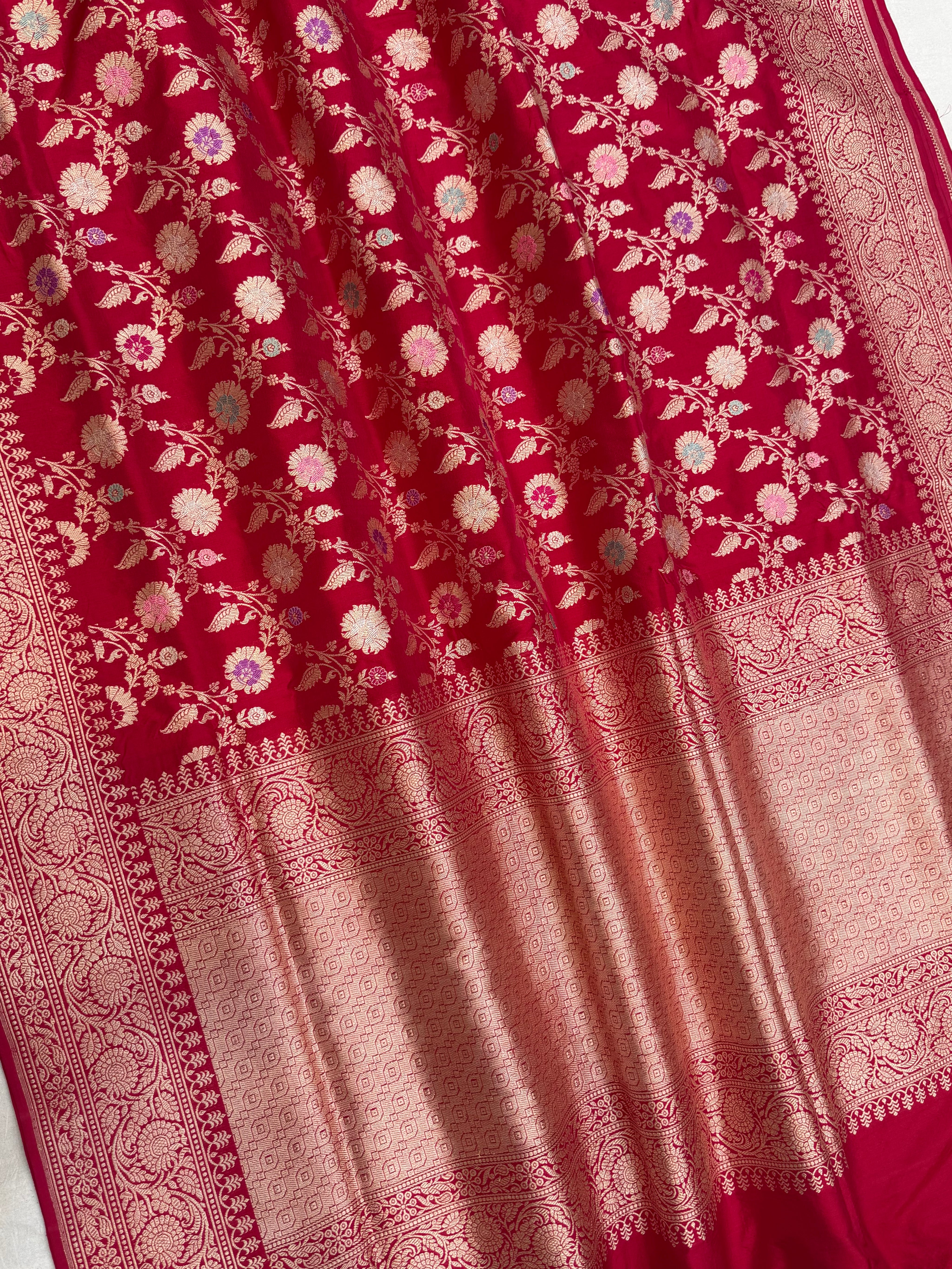 Pure Katan Silk Banarasi Handloom Saree - All over Kadua Jangla