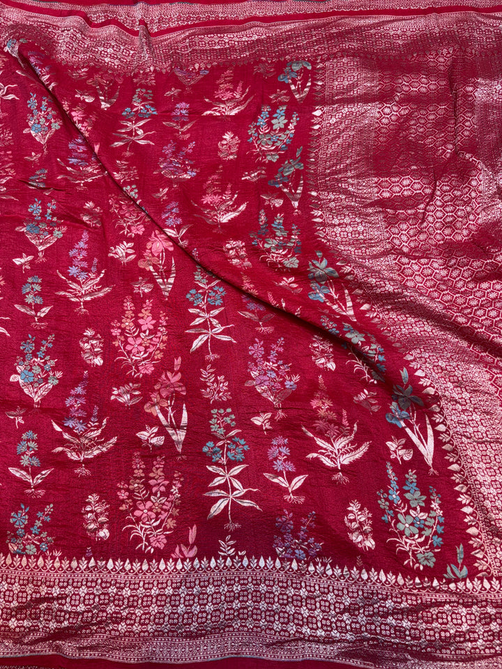 Pure Desi Tussar Georgette Floral Bunch Buta Motifs