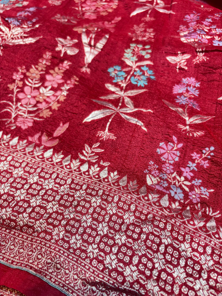 Pure Desi Tussar Georgette Floral Bunch Buta Motifs