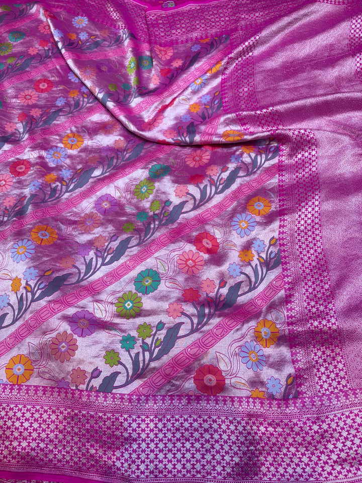 Pure Desi Tussar Georgette Khimkhab Pathny Banarasi Saree