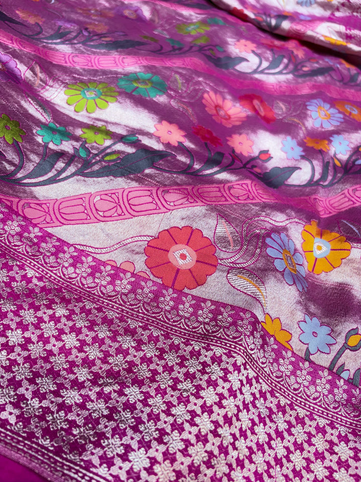 Pure Desi Tussar Georgette Khimkhab Pathny Banarasi Saree