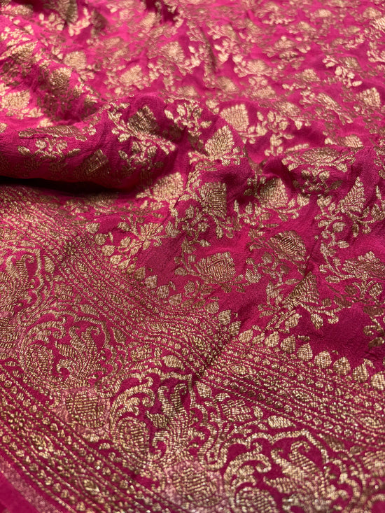 Pure Crape Antique Zari Allover Small Motifs Design Saree