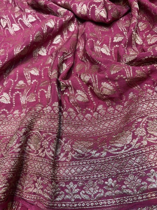 Pure Crape Antique Zari Allover Small Motifs Design Saree