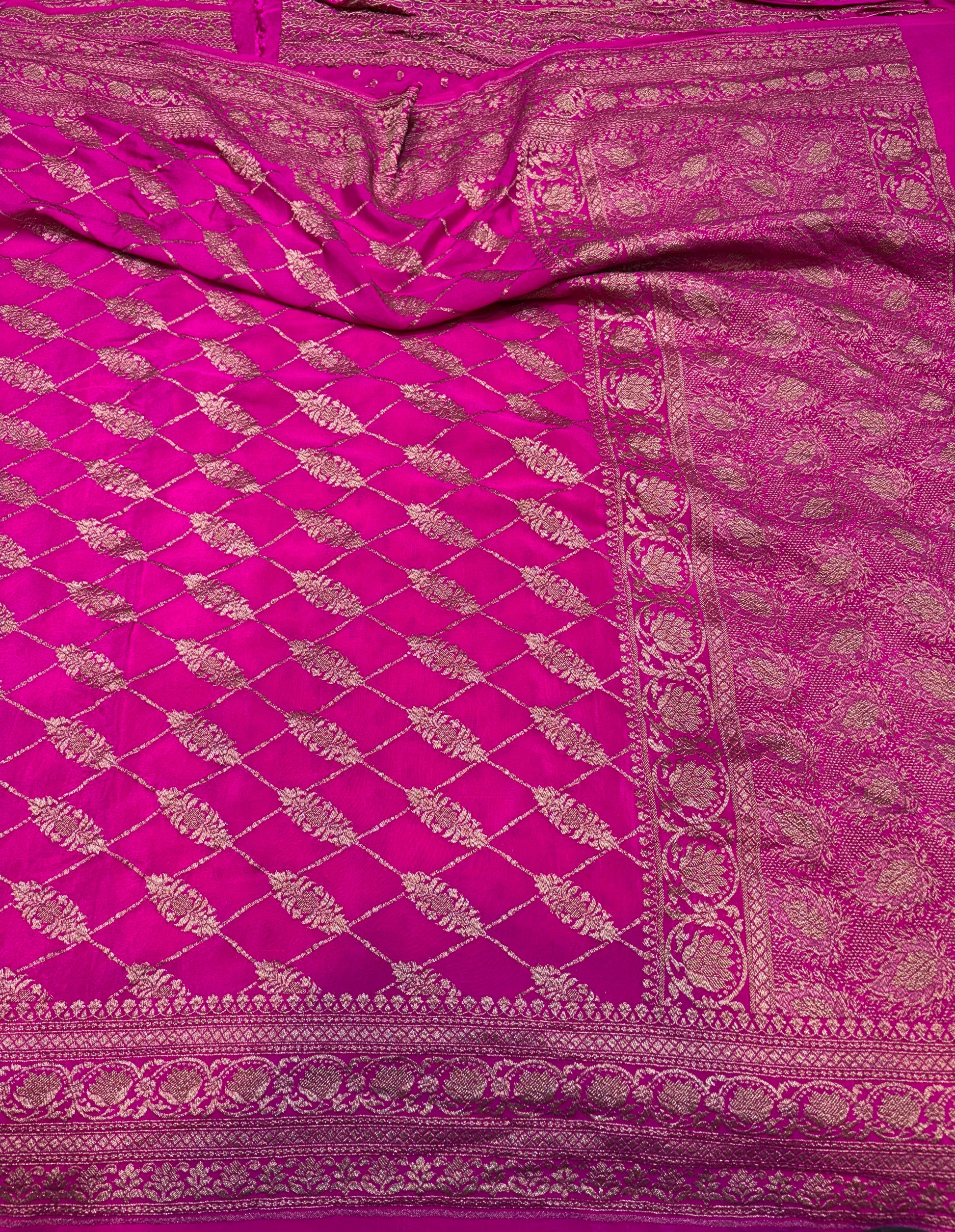 Pure Crape Antique Zari Allover Small Motifs Design Saree