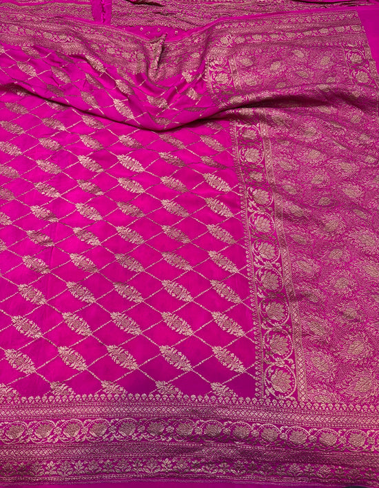 Pure Crape Antique Zari Allover Small Motifs Design Saree