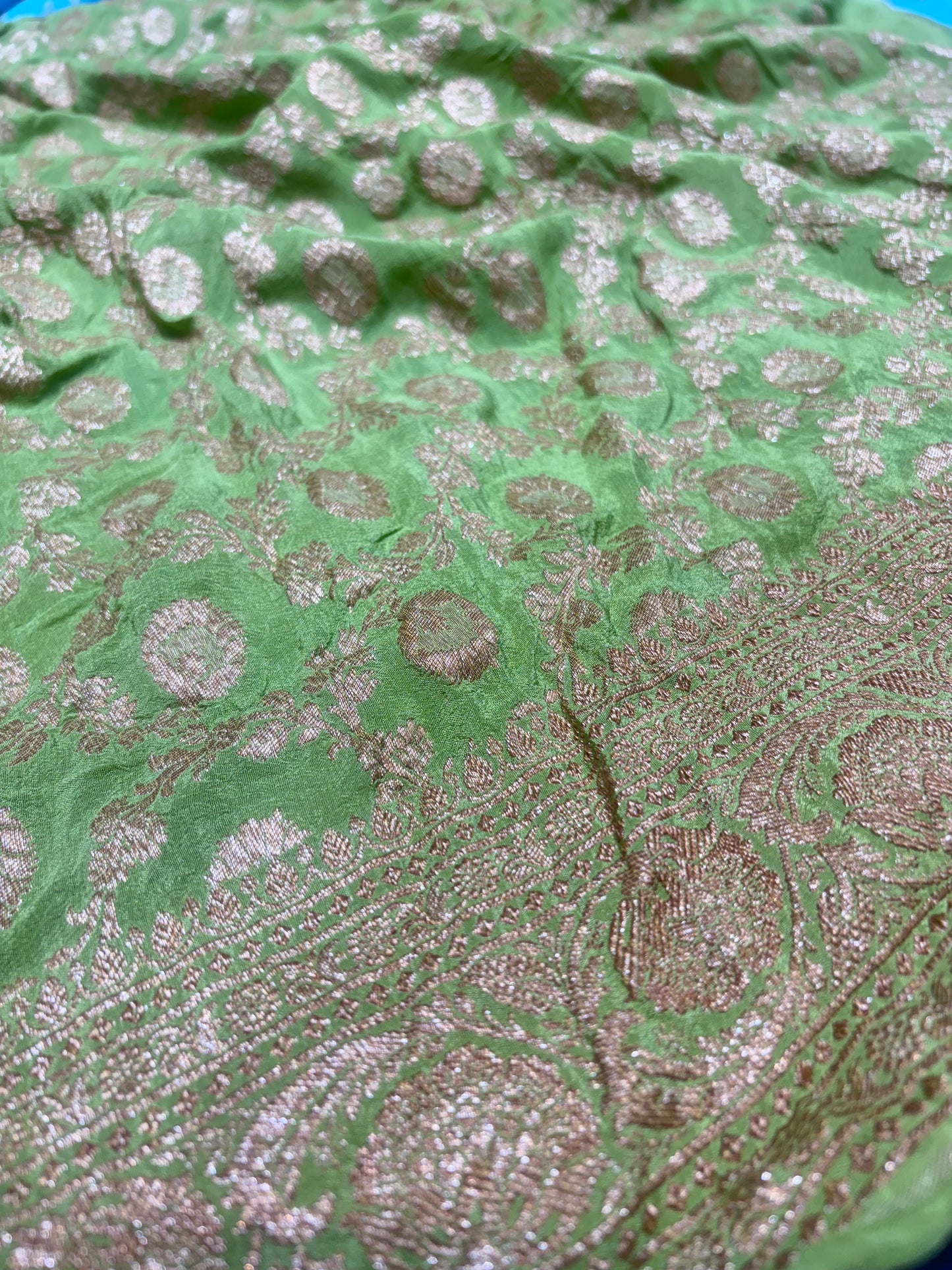 Pure Crape Antique Zari Allover Small Motifs Design Saree