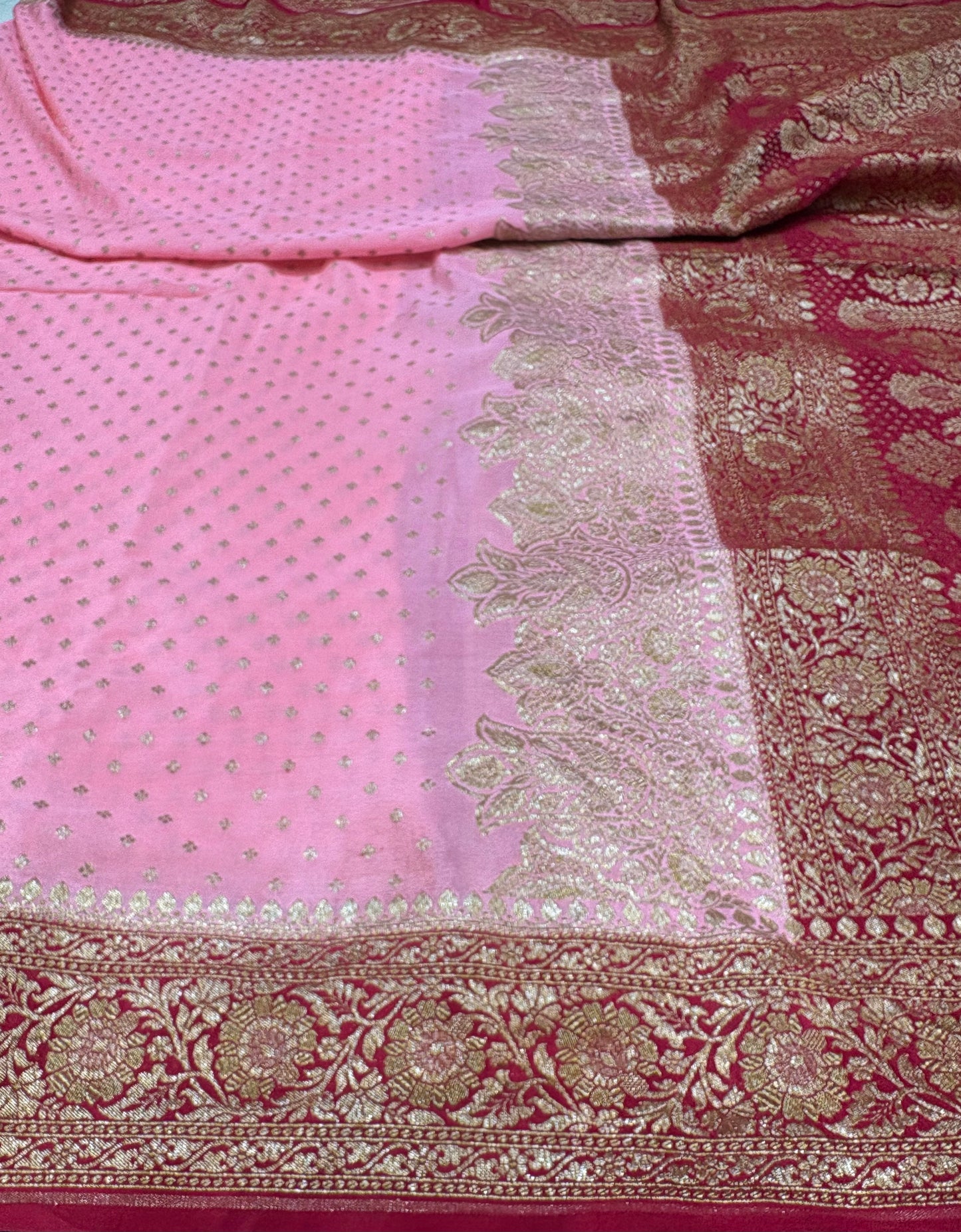 Pure Crape Antique Zari Allover Small Motifs Design Saree