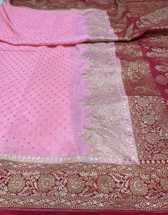 Pure Crape Antique Zari Allover Small Motifs Design Saree