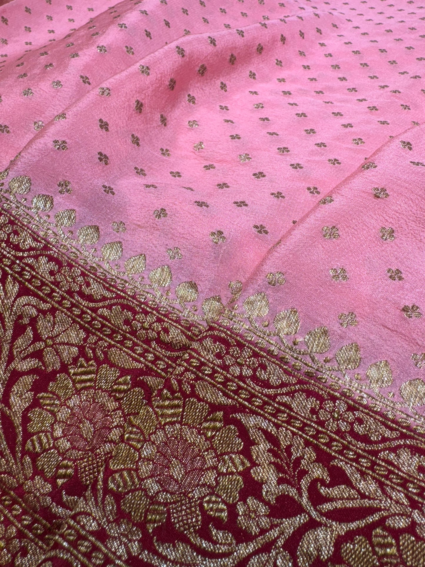 Pure Crape Antique Zari Allover Small Motifs Design Saree