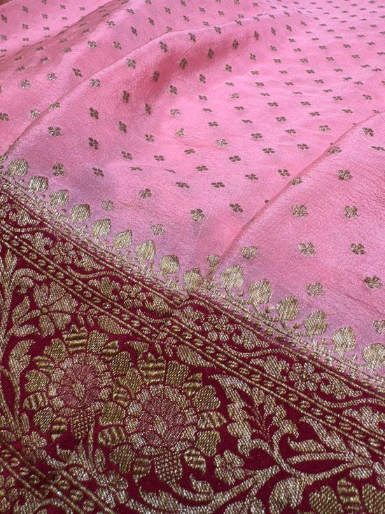 Pure Crape Antique Zari Allover Small Motifs Design Saree
