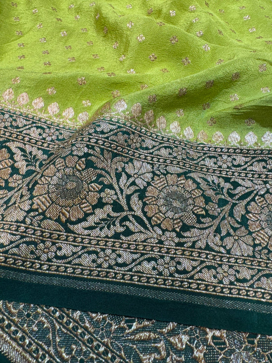 Pure Crape Antique Zari Allover Small Motifs Design Saree