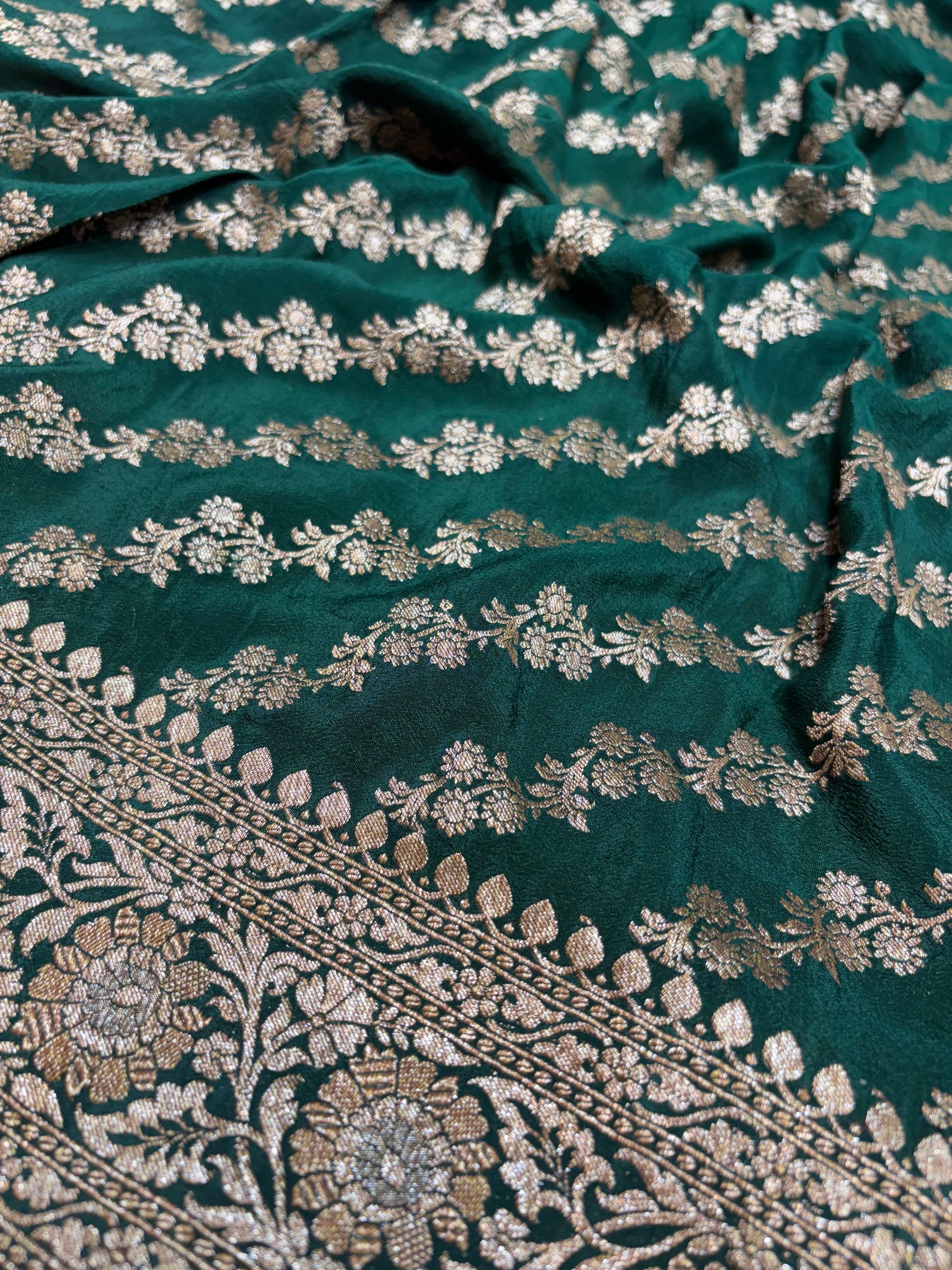 Pure Crape Antique Zari Allover Small Motifs Design Saree