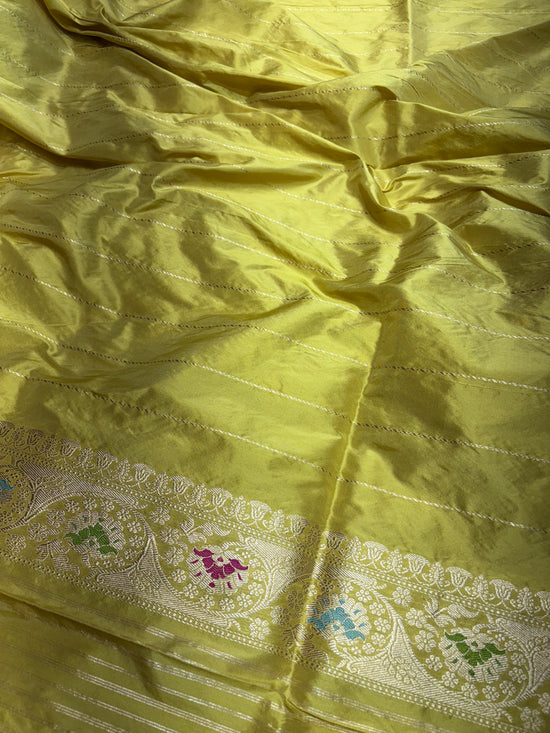 Pure Katan Jungla Inspired by Necklace Design with Gold and Silver Zari and Oultine by Minakari with Pure Resham From Kadhwa Technique