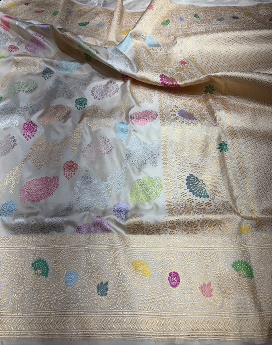 Pure Ektara Katan Beige Colour Tilfi Jungla Weaved with Kadhwa Technique