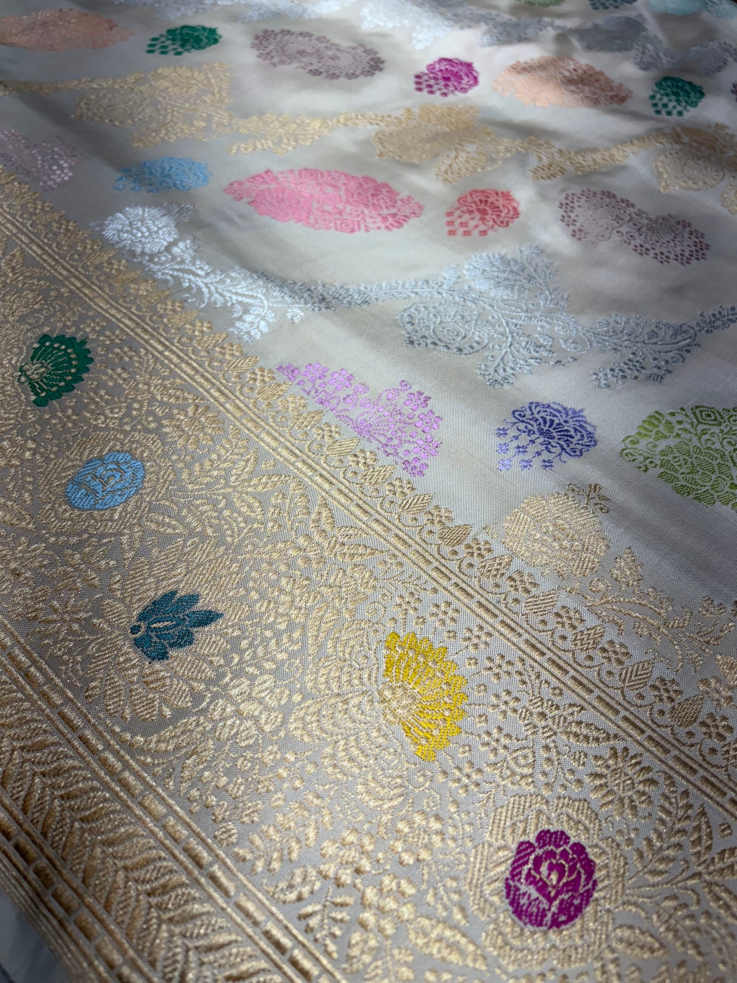 Pure Ektara Katan Beige Colour Tilfi Jungla Weaved with Kadhwa Technique