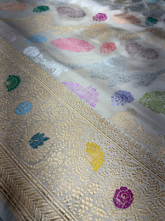 Pure Ektara Katan Beige Colour Tilfi Jungla Weaved with Kadhwa Technique