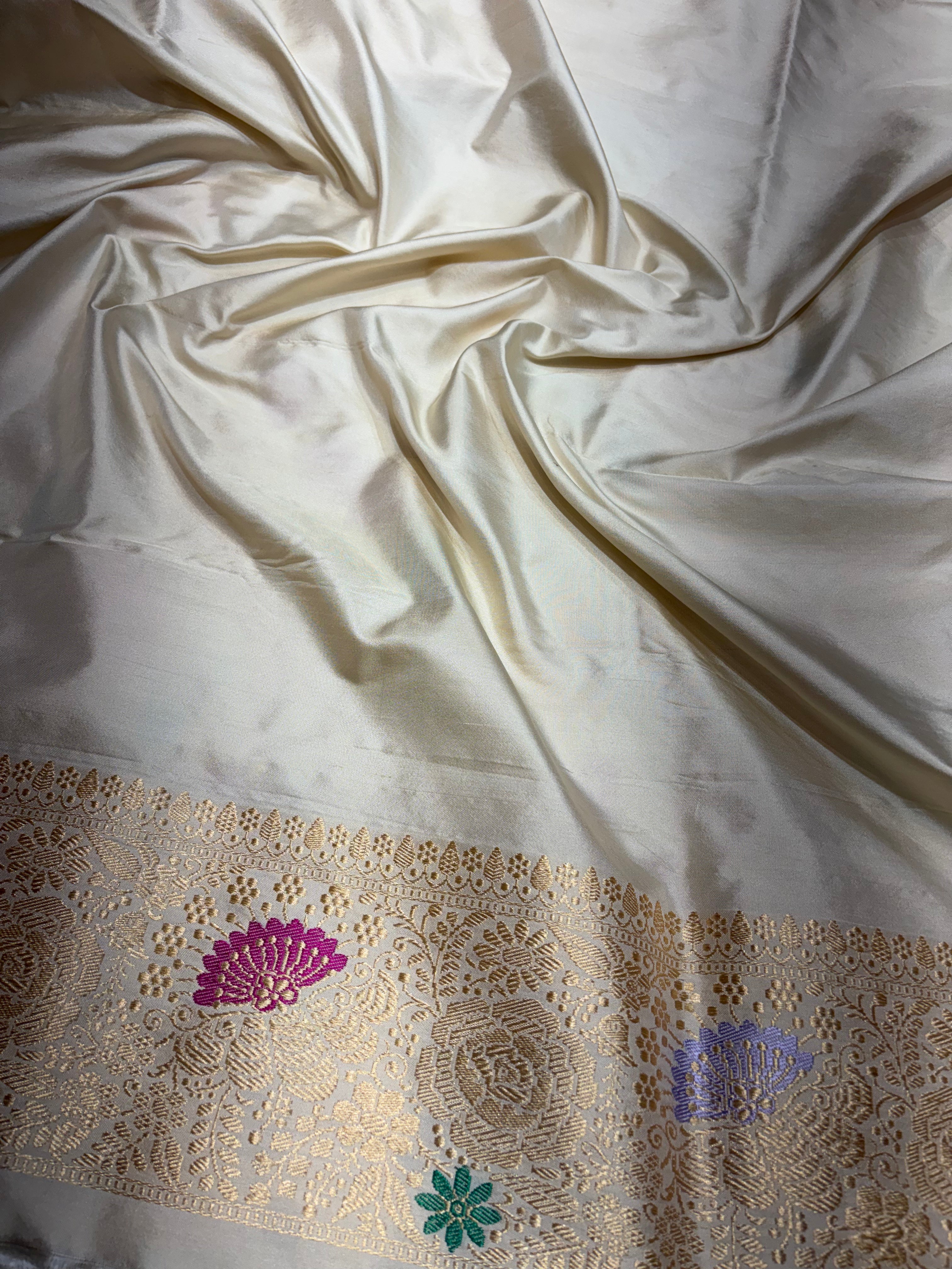 Pure Ektara Katan Beige Colour Tilfi Jungla Weaved with Kadhwa Technique