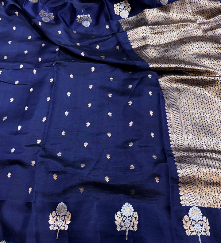 Pure Lieght Weight Katan Mango Silk in Designer Kadhwa Boota with Satin Border Saree