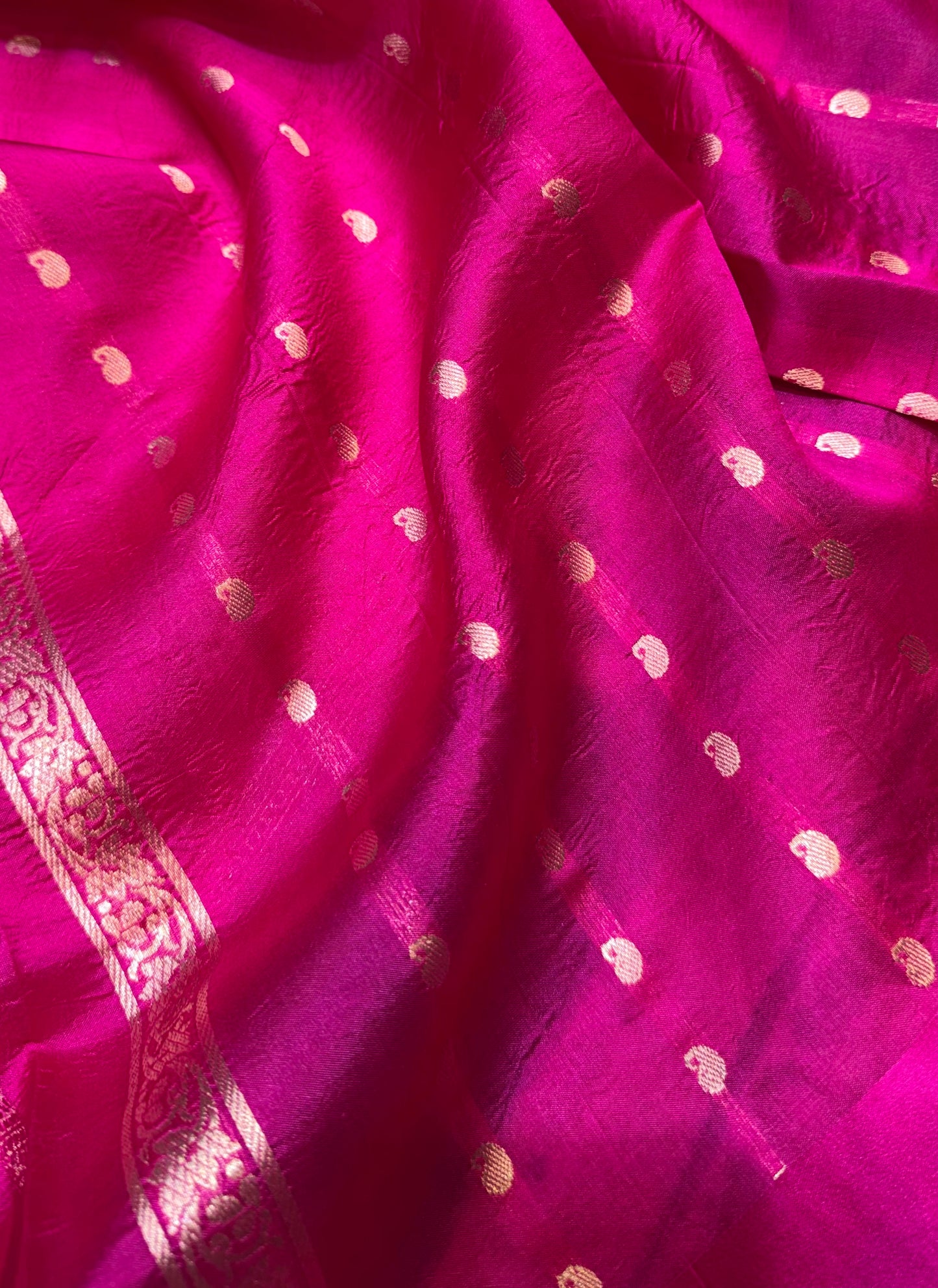 Pure Light Weight Katan Mango Silk in Sona Rupa Motifs Saree