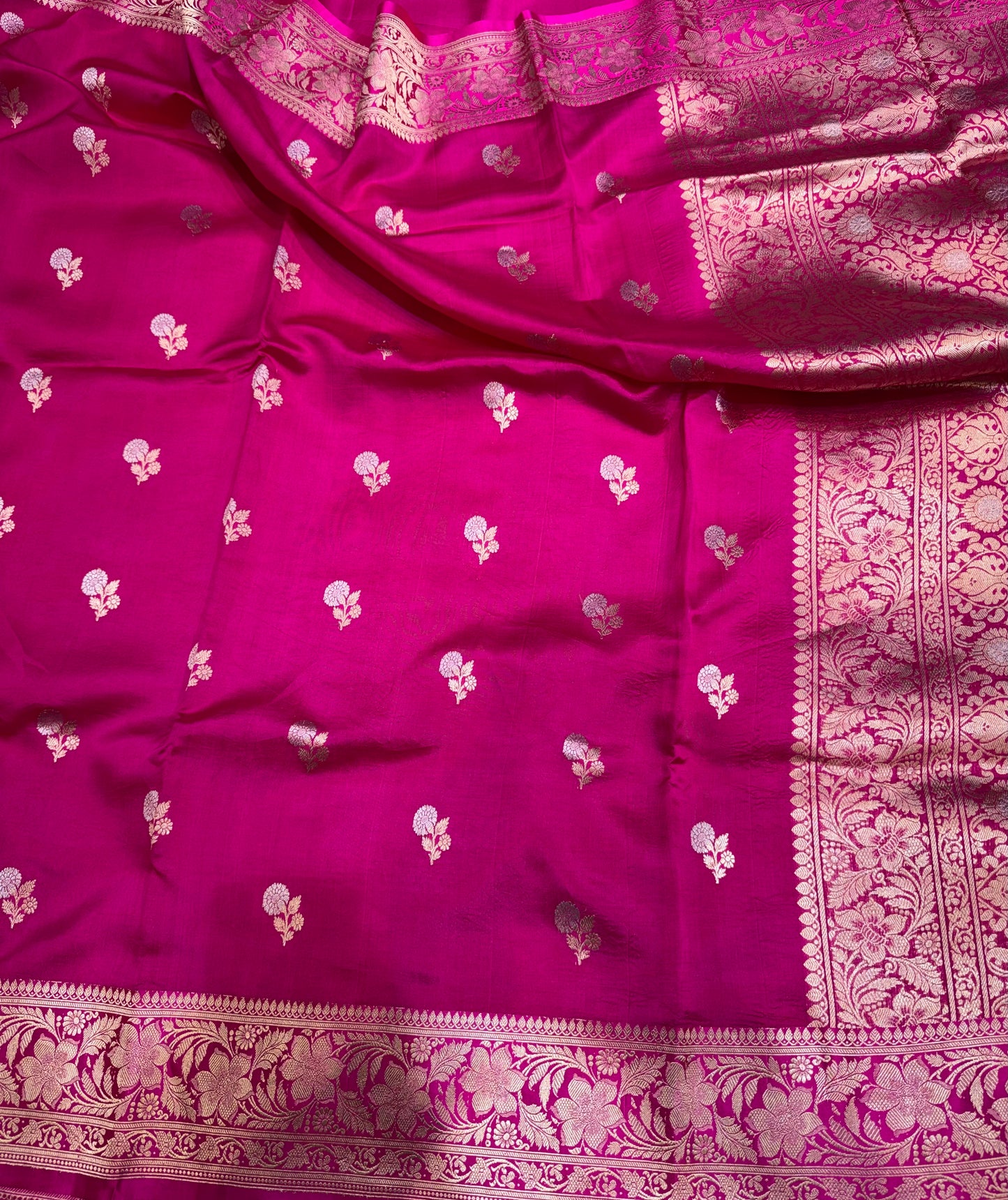 Pure Light Weight Katan Mango Silk in Sona Rupa Motifs Saree