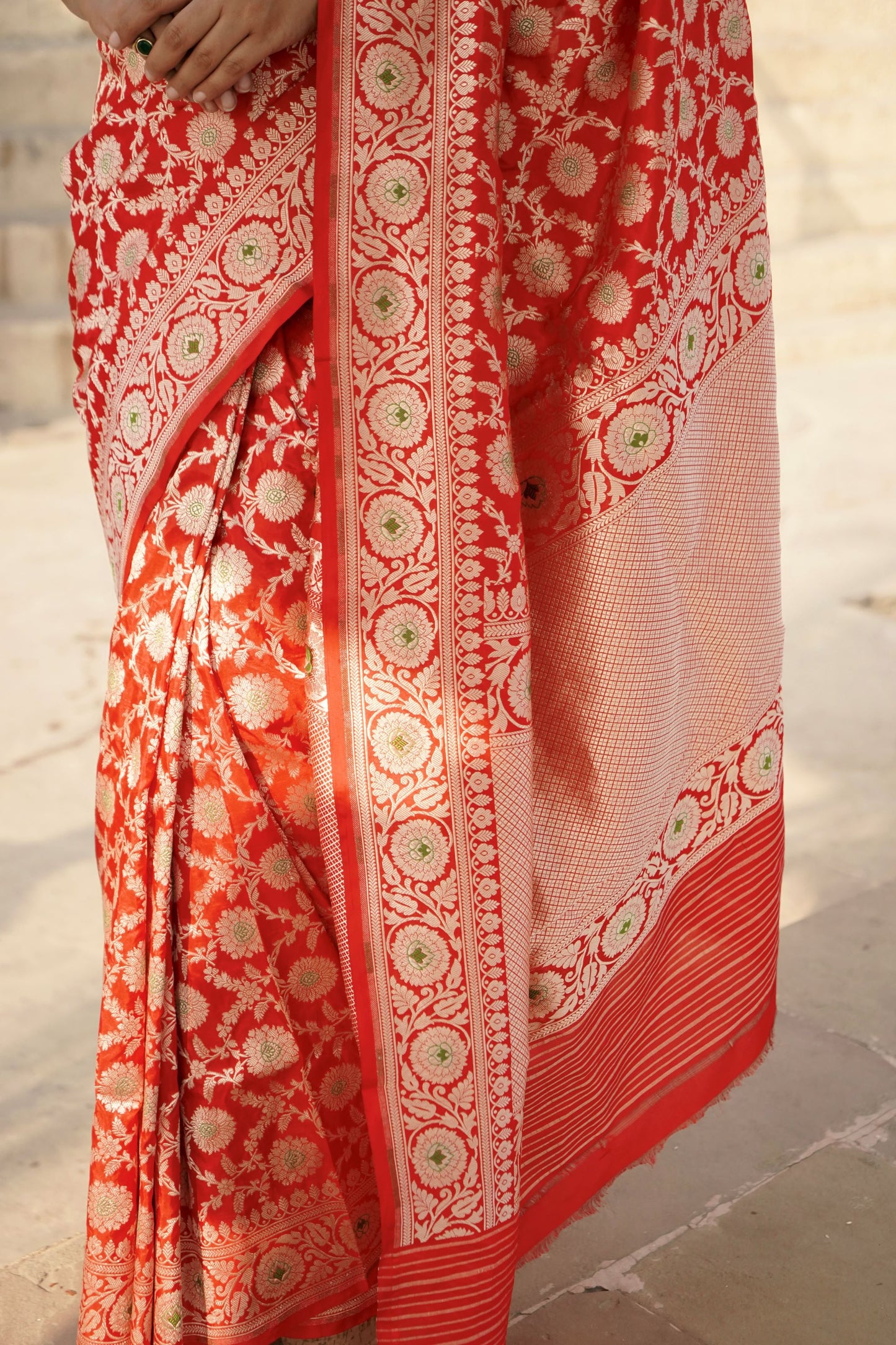 Pure Katan Jangla Minakari Banarasi Saree in Bridal Red Colour