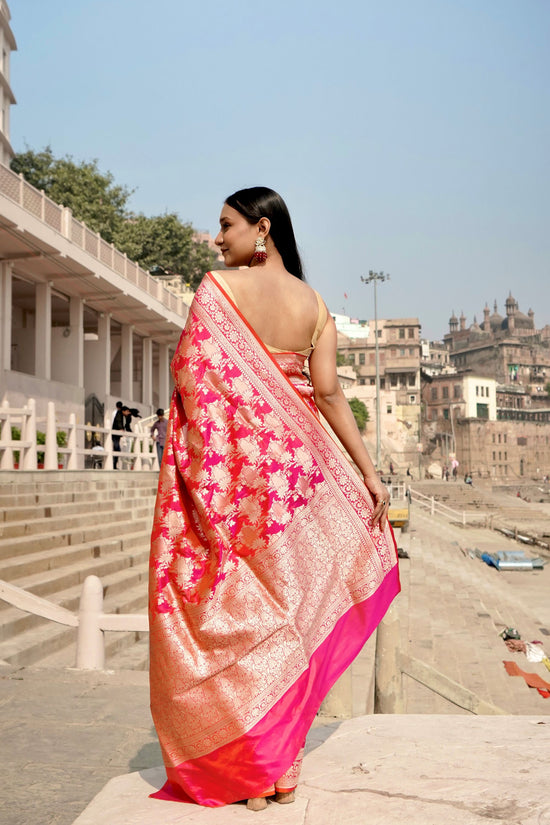 Pure Katan Jangla Allover Gold Zari Jaal with Tissue Work in Motifs Saree