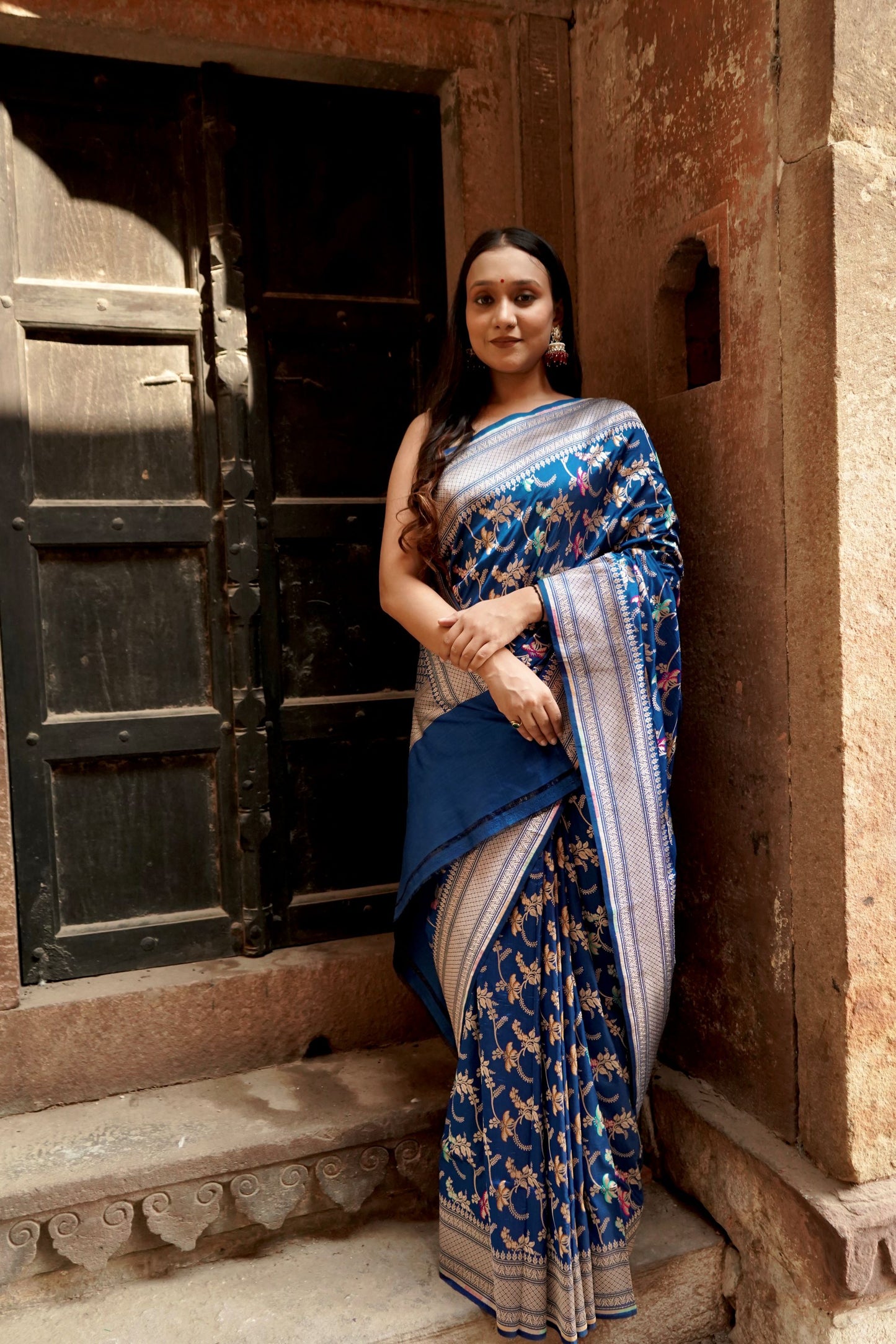 Pure Katan Jangla Allover Gold Zari with Tilfi Minakari Work Saree