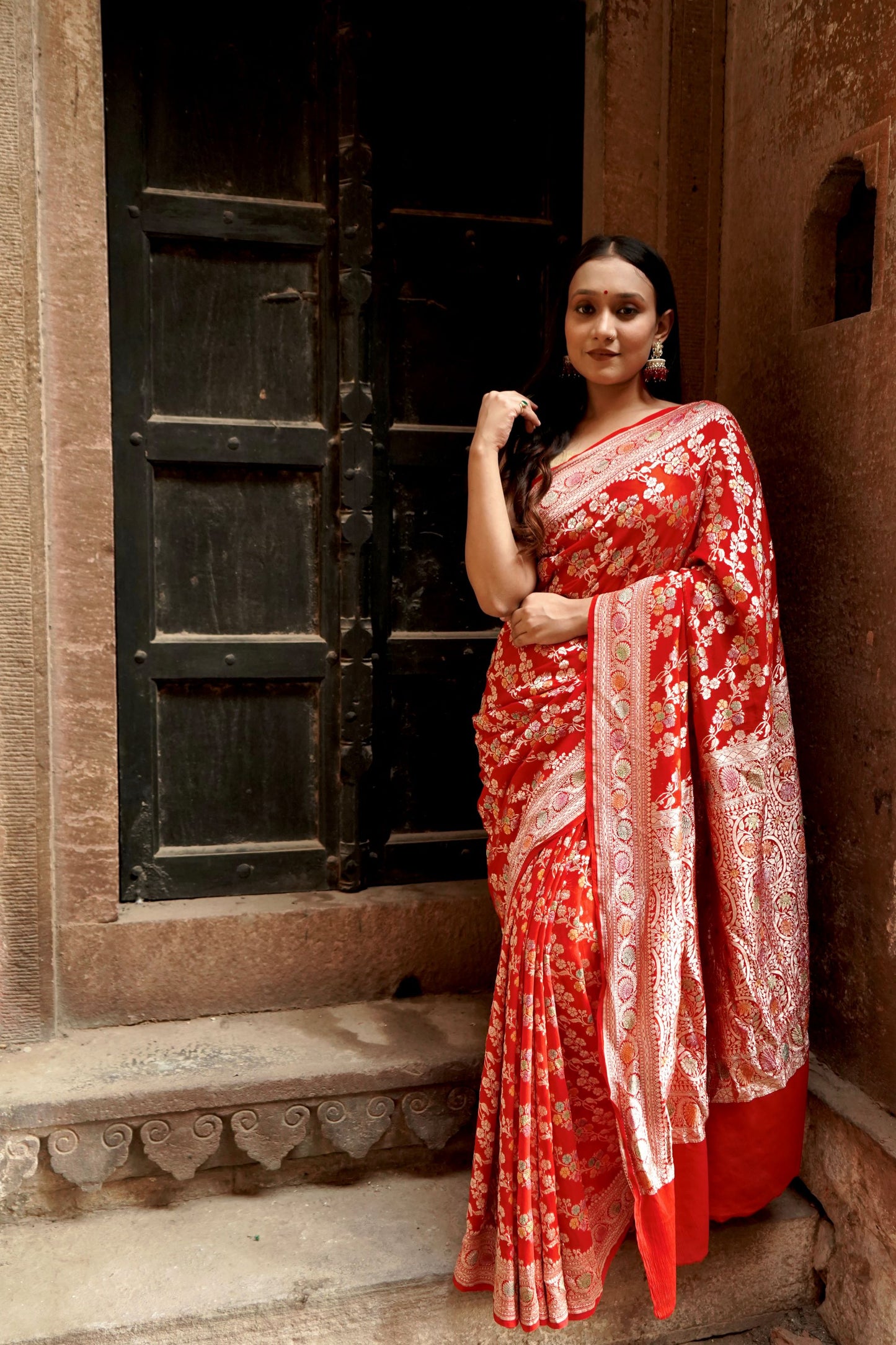 Pure Khaddi Georgette Handbrush Minakari Georgette