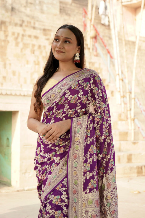 Pure Khaddi Georgette Handbrush Minakari Georgette