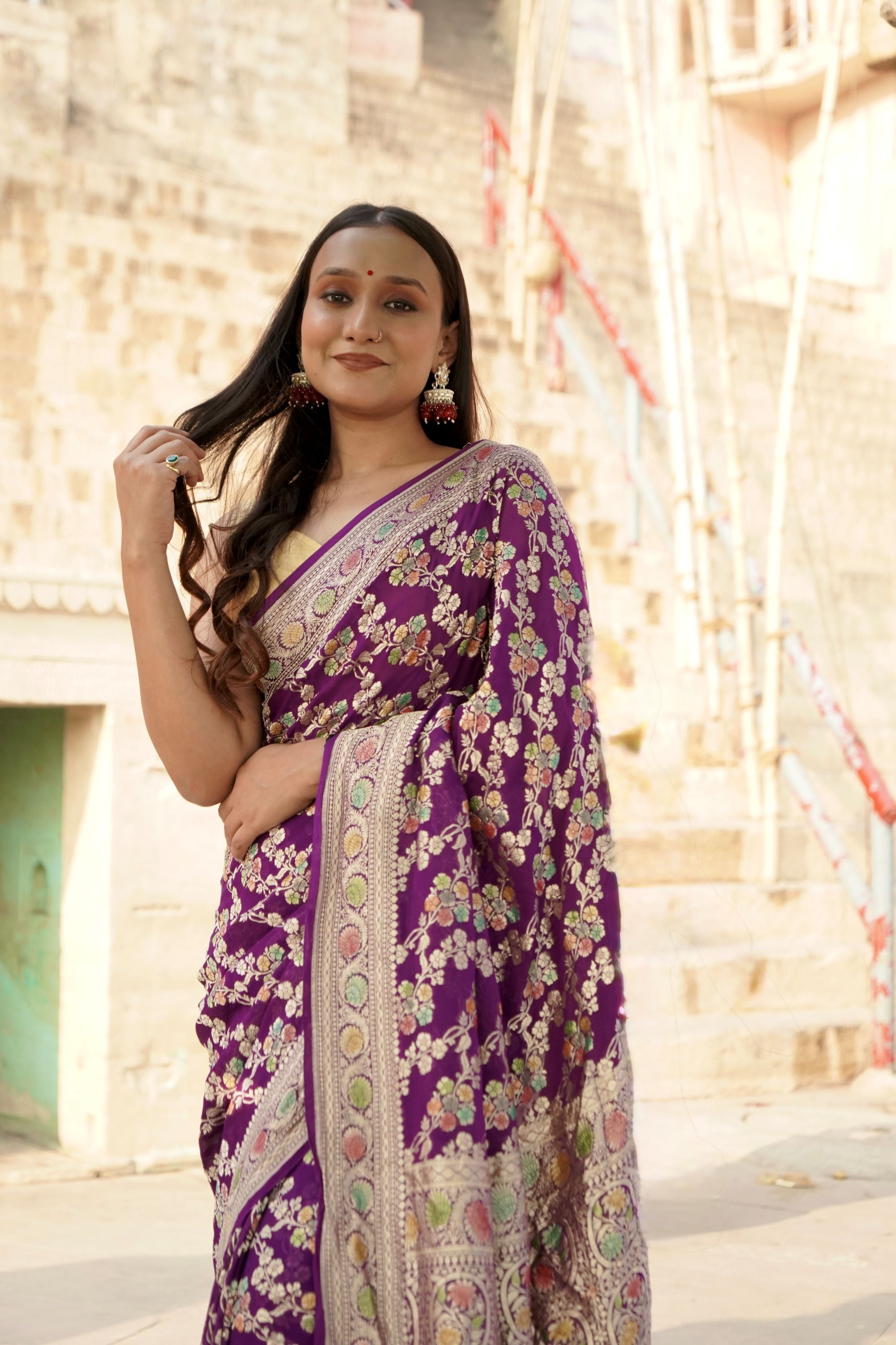 Pure Khaddi Georgette Handbrush Minakari Georgette