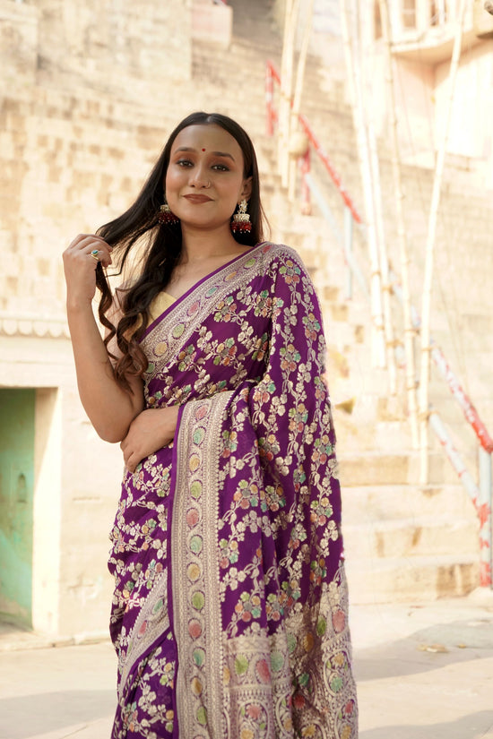 Pure Khaddi Georgette Handbrush Minakari Georgette