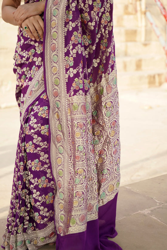 Pure Khaddi Georgette Handbrush Minakari Georgette