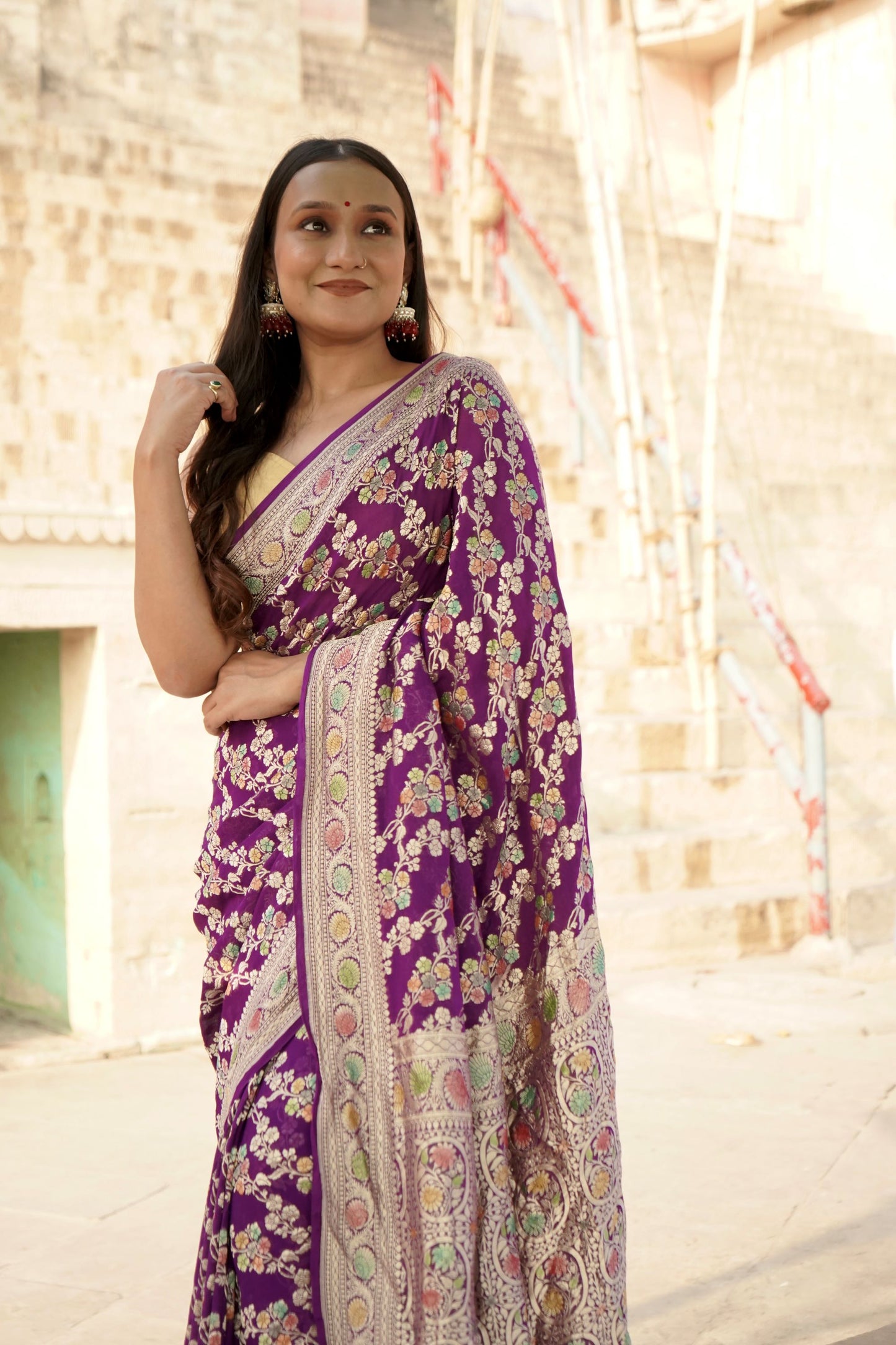 Pure Khaddi Georgette Handbrush Minakari Georgette