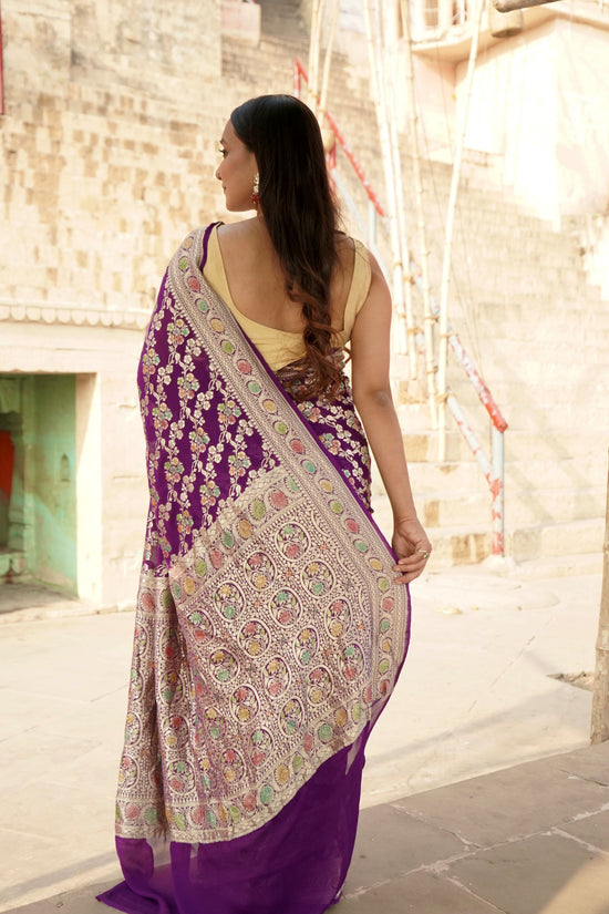 Pure Khaddi Georgette Handbrush Minakari Georgette