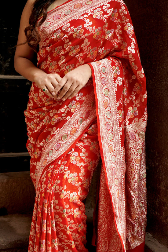 Pure Khaddi Georgette Handbrush Minakari Georgette